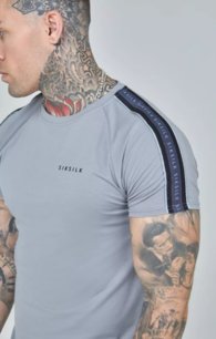 Tričko Siksilk - Raglan Tape Muscle Fit Tee Gray